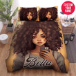 Personalized Black Girl Afro Hair Selfie Custom Name Duvet Cover Bedding Set