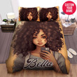 Personalized Black Girl Afro Hair Selfie Custom Name Duvet Cover Bedding Set
