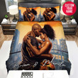 Personalized Black Couple Hug Together Custom Name Duvet Cover Bedding Set
