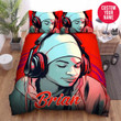 Personalized Black Boy Listening To Music Custom Name Duvet Cover Bedding Set