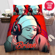 Personalized Black Boy Listening To Music Custom Name Duvet Cover Bedding Set