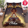 Personalized Black Boy With Books Custom Name Duvet Cover Bedding Set