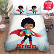 Personalized Black Boy Superman Custom Name Duvet Cover Bedding Set