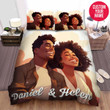 Personalized Happy Black Couple Smiling Custom Name Duvet Cover Bedding Set