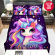 Personalized Rainbow Unicorn Purple Custom Name Duvet Cover Bedding Set
