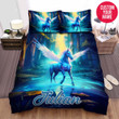 Personalized Unicorn Neon Lights Custom Name Duvet Cover Bedding Set