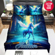 Personalized Unicorn Neon Lights Custom Name Duvet Cover Bedding Set