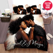 Personalized Black Couple Artwork Custom Name Duvet Cover Bedding Set