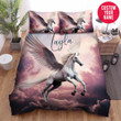 Personalized Unicorn On Pink Clouds Custom Name Duvet Cover Bedding Set