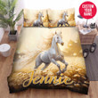 Personalized Unicorn Running In Flower Field Custom Name Duvet Cover Bedding Set