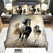 Personalized Black Horses Running Custom Name Duvet Cover Bedding Set