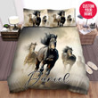Personalized Black Horses Running Custom Name Duvet Cover Bedding Set