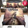 Personalized Unicorn On The Bridge In The Sky Custom Name Duvet Cover Bedding Set