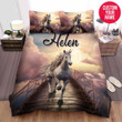 Personalized Unicorn On The Bridge In The Sky Custom Name Duvet Cover Bedding Set