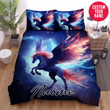 Personalized Unicorn With Magic Wings Custom Name Duvet Cover Bedding Set