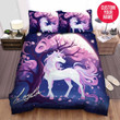 Personalized Purple Unicorn In Magical Land Custom Name Duvet Cover Bedding Set
