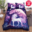Personalized Purple Unicorn In Magical Land Custom Name Duvet Cover Bedding Set