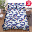 Personalized Sky Unicorn Themed Pattern Custom Name Duvet Cover Bedding Set