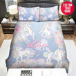 Personalized Baby Unicorn Rainbow Pattern Custom Name Duvet Cover Bedding Set