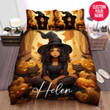 Personalized Halloween Little Black Witch Custom Name Duvet Cover Bedding Set