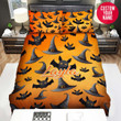 Personalized Halloween Black Witch Hat Pattern Custom Name Duvet Cover Bedding Set