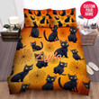 Personalized Halloween Cute Black Cat Pattern Custom Name Duvet Cover Bedding Set