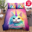 Personalized Cat Unicorn Colourful Custom Name Duvet Cover Bedding Set