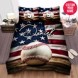 Personalized Baseball American Flag Custom Name And Number Duvet Cover Bedding Set