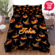 Personalized Halloween Pumpkin And Witch Hat Pattern Duvet Cover Bedding Set