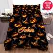 Personalized Halloween Pumpkin And Witch Hat Pattern Duvet Cover Bedding Set