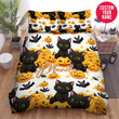 Personalized Halloween Cat Pumpkin Pattern Custom Name Duvet Cover Bedding Set
