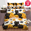 Personalized Halloween Cat Pumpkin Pattern Custom Name Duvet Cover Bedding Set