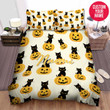 Personalized Halloween Pumpkin Black Cat Pattern Custom Name Duvet Cover Bedding Set