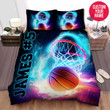 Personalized Basketball Hoop Swirl Light Custom Name Duvet Cover Bedding Set