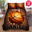 Personalized Basketball Ball Cracked Custom Name Duvet Cover Bedding Set