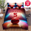 Personalized Basketball Ball On Colour Light Custom Name Duvet Cover Bedding Set