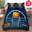 Personalized Basketball Ball Going In The Basket Custom Name Duvet Cover Bedding Set