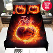 Personalized Basketball Fire In Heart Shape Custom Name Duvet Cover Bedding Set