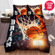 Personalized Basketball Close-Up Ball Through Hoop Custom Name Duvet Cover Bedding Set