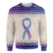 Purple Blue Ribbon Rheumatoid Arthritis Awareness Ugly Christmas Sweater, All Over Print Sweatshirt