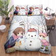 Snowman And A Snow Dog Bed Sheets Spread Duvet Cover Bedding Sets