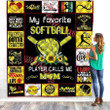Sunflower My Favorite Softball Player Calls Me Mom Quilt Blanket Great Customized Gifts For Birthday Christmas Thanksgiving Mother's Day