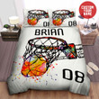 Personalized Basketball Watercolor Scored Point Bed Sheets Spread Comforter Duvet Cover Bedding Sets
