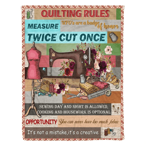 Quilting Rules It's Not A Mistake It's A Creative Fleece Blanket Great Customized Gifts For Birthday Christmas Thanksgiving