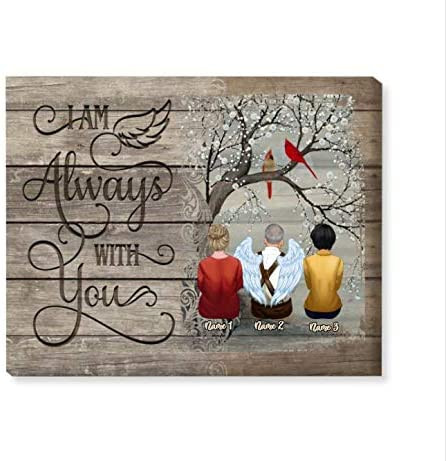Personalized Family Memorial Poster Cardinal Forever In My Heart Family Wall Art Decor For Mother Day Father Day Birthday To Grandpa Gramma Stepmom Stepdad Unframed Poster/Framed Canvas Fulloption