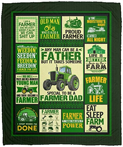 Farmer Blanket Soft And Warm For Man/Woman- Any Man Can Be A Father But It Takes Someone Special To Be A Farmer Dad Blanket- Truck Blanket- Gifts For Farmer Family- Farmer Dad Gifts
