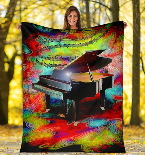 Colorful Melodies Of Piano Sherpa Fleece Blanket Great Customized Blanket Gifts For Birthday Christmas Thanksgiving