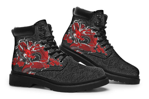 Red Japanese Dragon Tim Boots