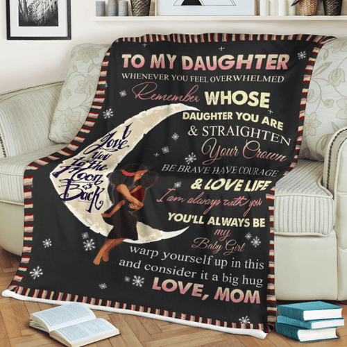 Personalized To My Daughter Love You To The Moon And Back From Mom Sherpa Fleece Blanket