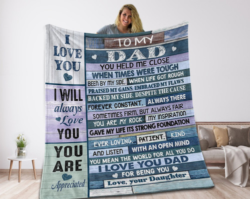 Personalized To My Dad You Held Me Close When Times Were Tough Been My Side When Life Got Rough Sherpa Fleece Blanket